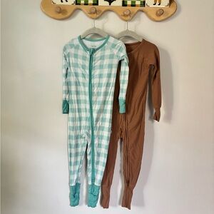 Little Sleepies Lot of 2 Toddler Onesie Pajama Set - Blue and Brown - 18-24m